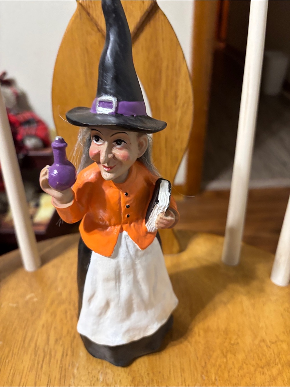 Hand-Painted Witch Figurine - Orange, White & Black Home Accent - Picture 4 of 5